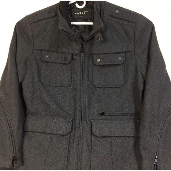 Black Rivet Mens Wool Blend Charcoal‎ Gray Pea Coat Jacket Size XXL Full Zip - Picture 2 of 12